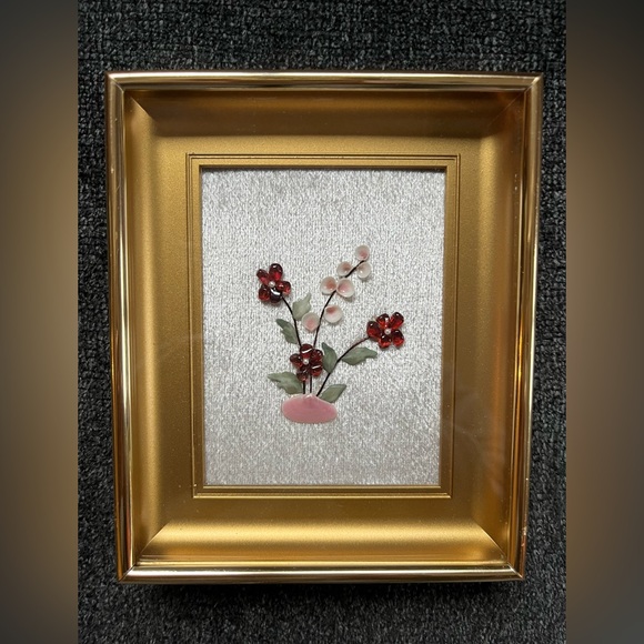 Tipco Other - Framed Stone Pebble Shell Flowers Floral Design Wall Decor